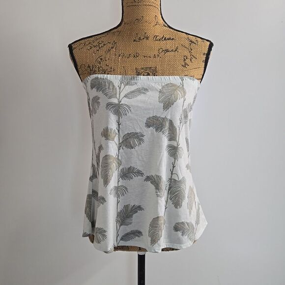 Chaser Recycled Vintage Jersey Flowy Tube Top Palm Leaf Print Sz S NWT - Picture 1 of 9